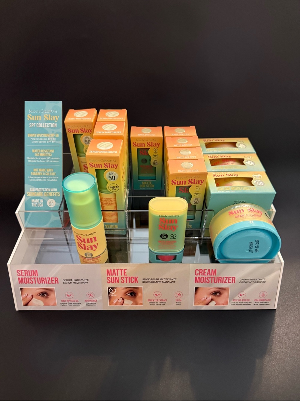 Beauty Creations Sun Slay SPF Set — Turquoise & Yellow Packaging